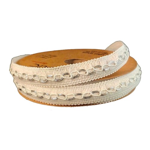 Taśma ozdobna, tapicerska - 12720 – biało srebrna - 1,2cm