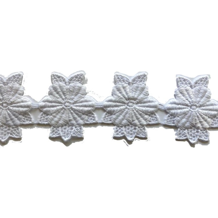 Gipiura aplikacja kwiat - m594 - biała, matowa - 5,5cm