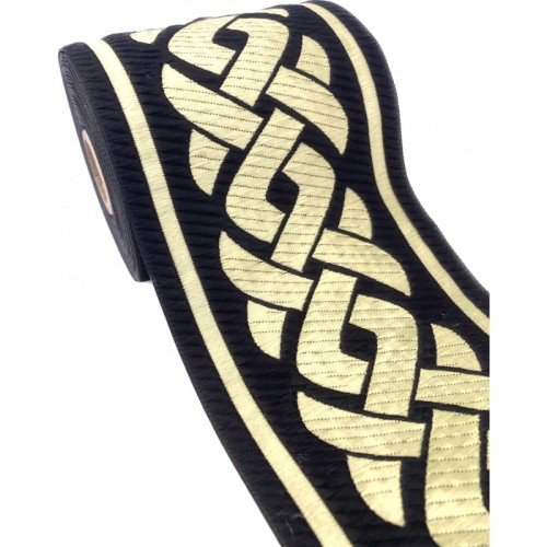 Taśma żakardowa - 100069 - czarno złota - 10 cm