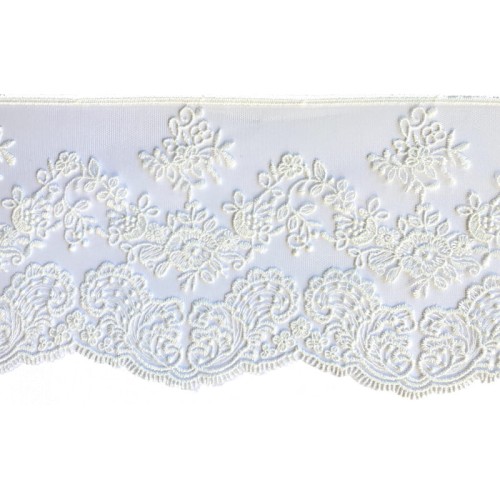 Koronka na tiulu - B0078 - kremowa - 13cm
