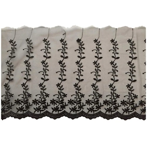 Koronka na tiulu - 0234b - czarna - 27cm