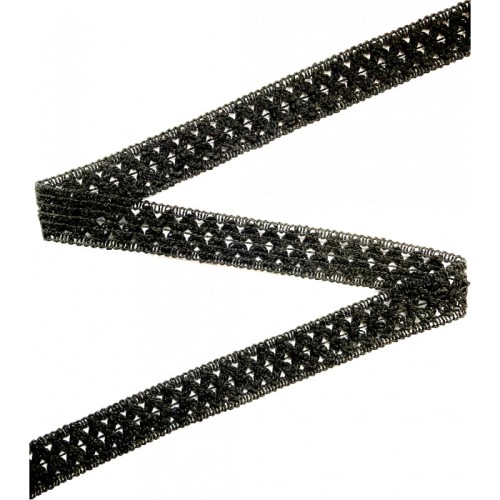 Taśma ozdobna bawełniana - czarna - 2,2 cm