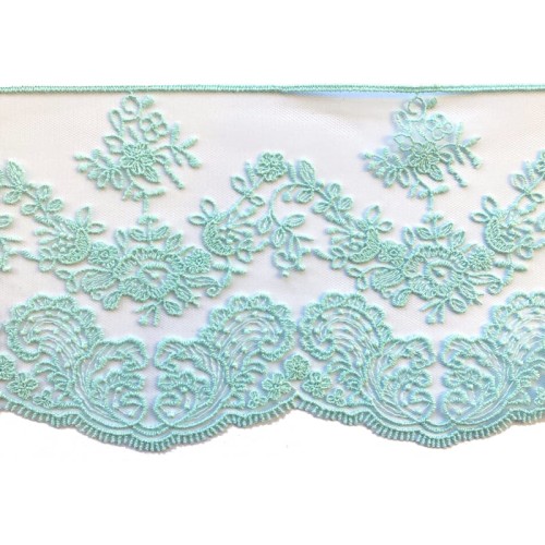 Koronka na tiulu - B0078 - turkusowa - 13cm