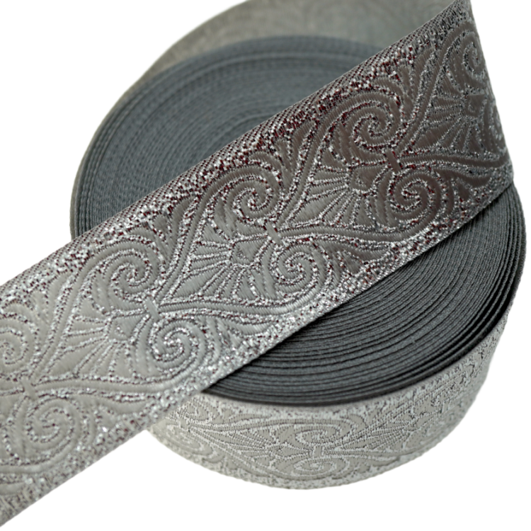 Taśma żakardowa - 35071 - metalizowana srebrna - 3,5cm
