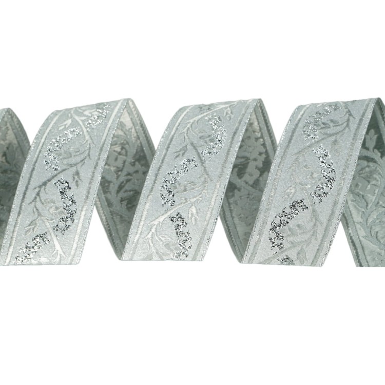Taśma żakardowa - 35094 - metalizowana srebrna - 3,5cm