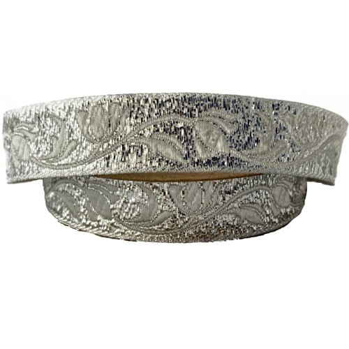 Taśma żakardowa - 16090 - metalizowana srebrna - 1,5cm