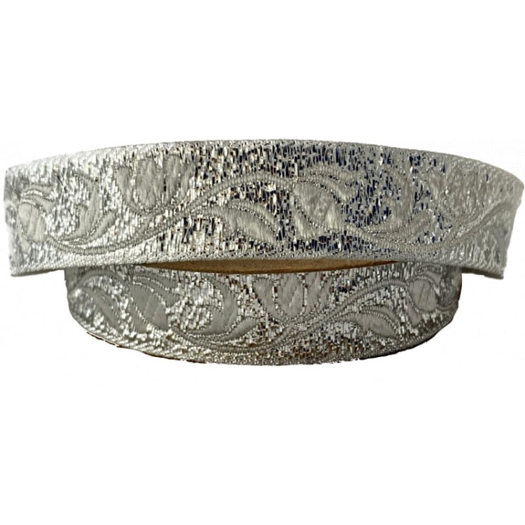 Taśma żakardowa - 16090 - metalizowana srebrna - 1,5cm