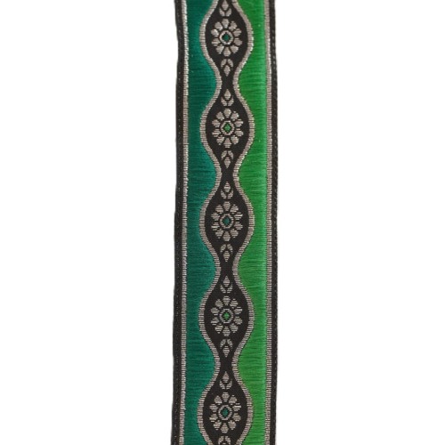 Taśma żakardowa - 25924 v2 - zielona- 2,5 cm