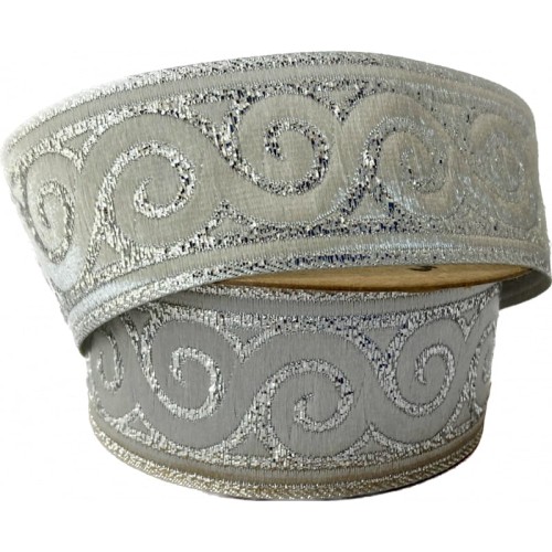 Taśma żakardowa - 35061 - metalizowana srebrna - 3,5cm