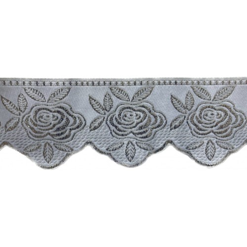 Taśma żakardowa - 50003 – biało srebrna - 5cm