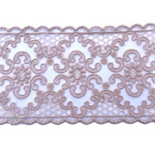 Koronka na tiulu - 8628a - brudny róż -9cm