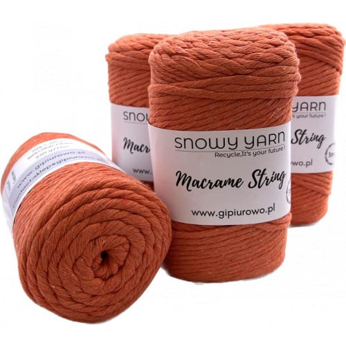 Sznurek bawełniany do makramy MACRAME STRING - marchewkowy 529 - 3mm - 75m