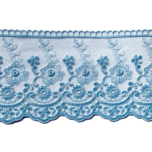 Koronka na tiulu - B0821 - baby blue - 13,5cm