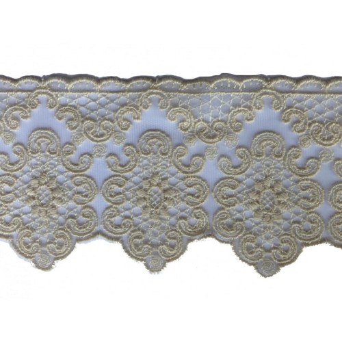 Koronka na tiulu - 3199 - ecru - 9cm