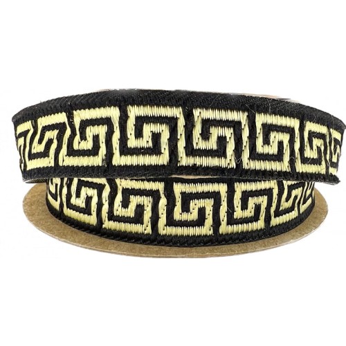 Taśma żakardowa - 16062 – czarno złota - 1,5cm