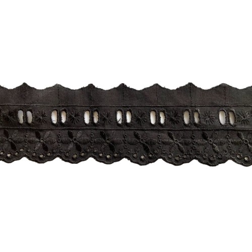 Promocja-Końcówka- 0,90 mb- Haft na batyście - 024 - czarny - 5,5cm