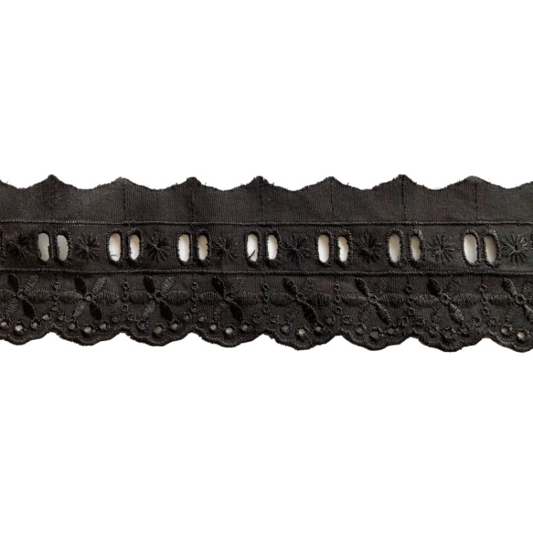 Promocja-Końcówka- 0,90 mb- Haft na batyście - 024 - czarny - 5,5cm