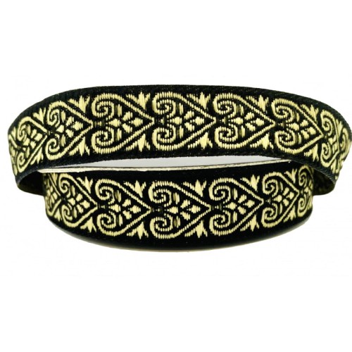 Taśma żakardowa - 16071 – czarno złota - 1,5cm