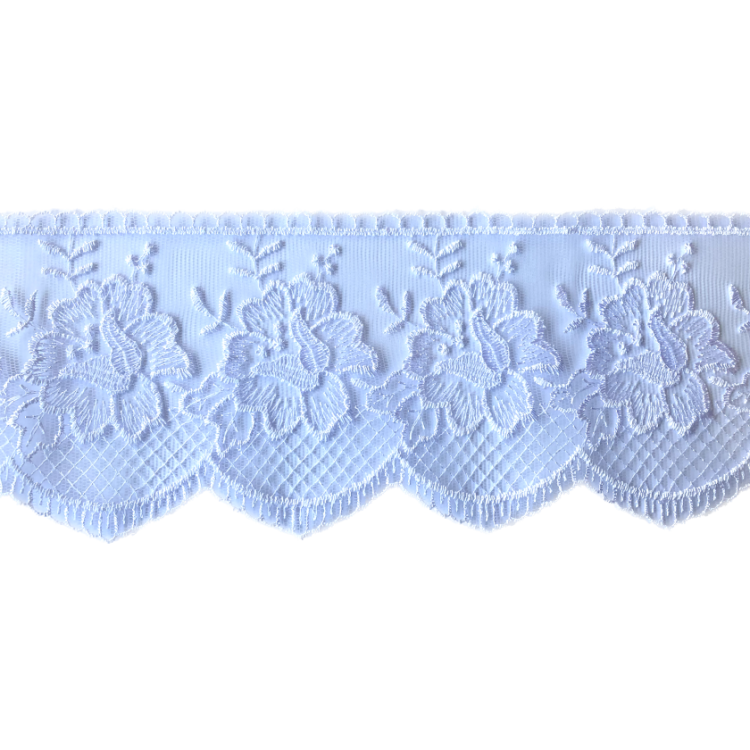 Koronka na tiulu - 0207 - biała - 9,5cm