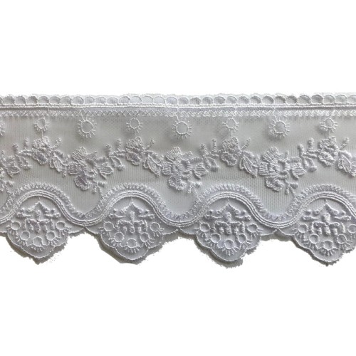 Koronka na tiulu - 3100 - biała - 8,5cm