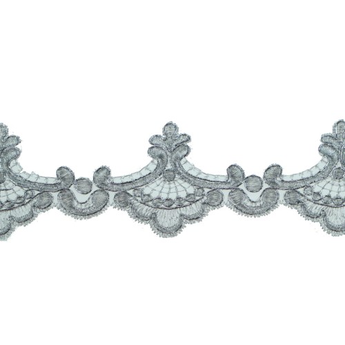 Koronka francuska - 80501 - biało - srebrna, 5,5cm