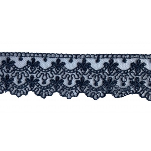 Koronka na tiulu - 3140 - granatowa - 5cm