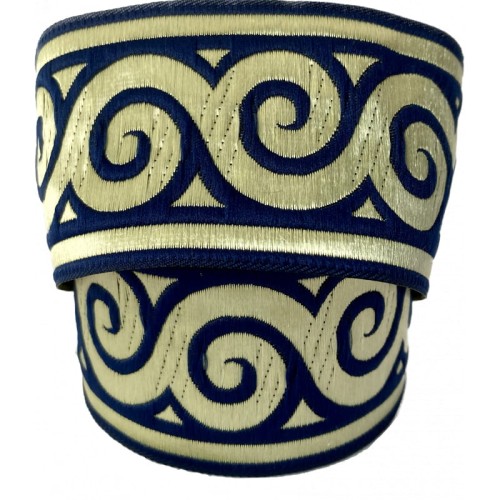 Taśma żakardowa - 50061 - niebiesko złota - 5cm