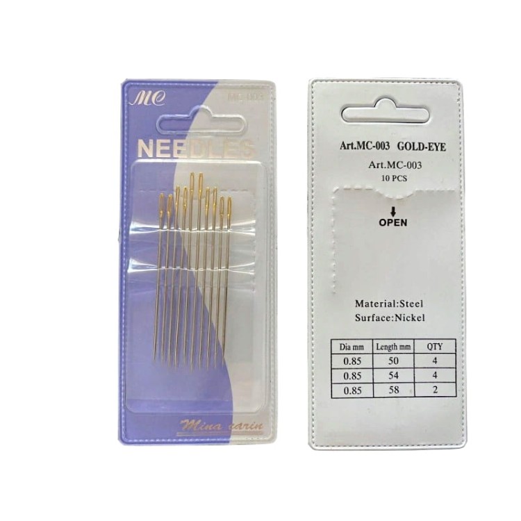 Igły do szycia ręcznego "3" złote oczko