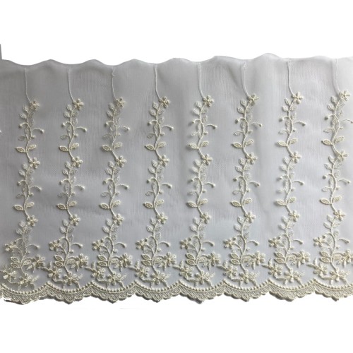 Koronka na tiulu - 0234b - kremowa - 27cm