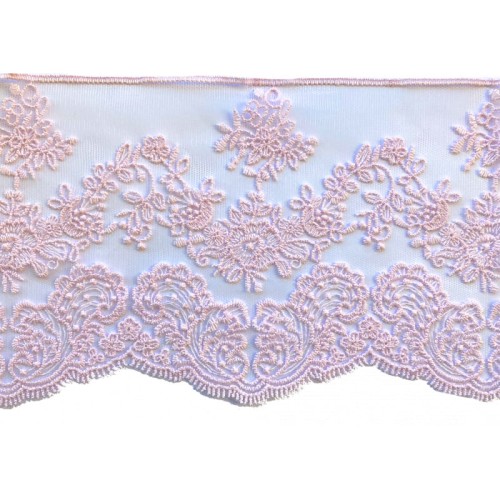 Koronka na tiulu - B0078 - różowa - 13cm