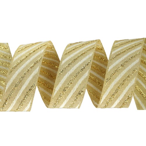 Taśma żakardowa - 35340 – kremowo-złota - 3,5cm