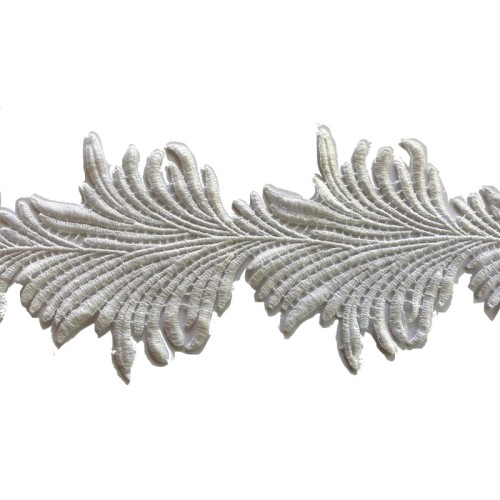 Gipiura aplikacja (liście) - m258 - biała, matowa - 9cm