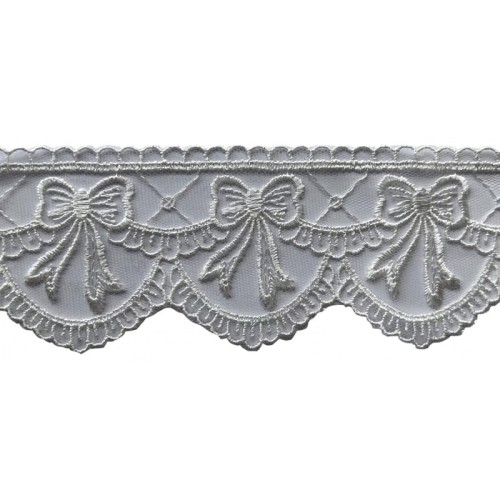 Koronka na tiulu - DT589 - biała śmietankowa - 5,5 cm