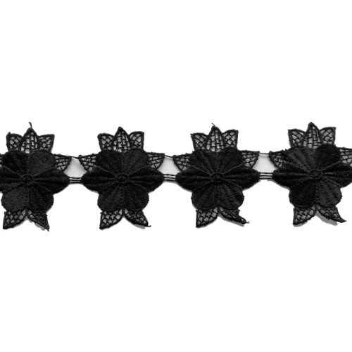 Gipiura aplikacja kwiat - m594 - czarna - 5,5cm