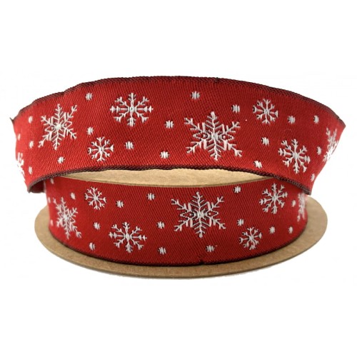 Taśma żakardowa bożonarodzeniowa - 22481 - czerwona - 2,2cm