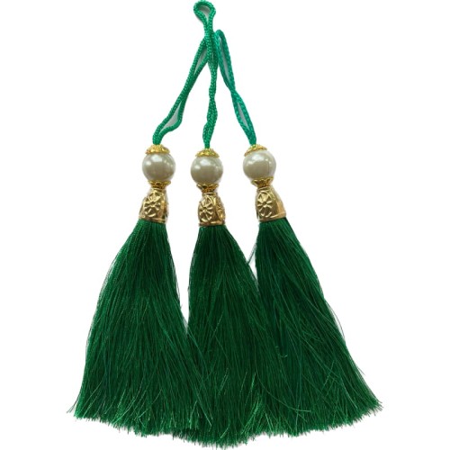 Chwost z perłą, trzon złoty - zielony, 12 cm