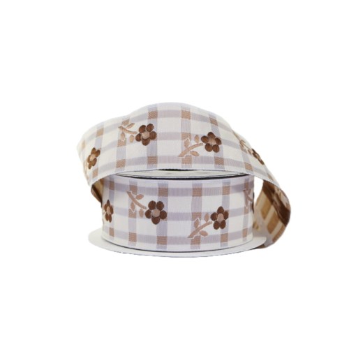 Taśma żakardowa - 35016- brązowa - 3,5 cm