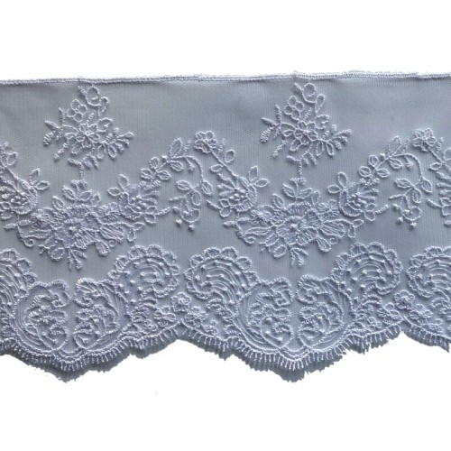Koronka na tiulu - B0078 - biała - 13cm