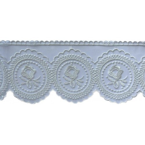 Koronka na tiulu - DT94 - biała śmietankowa - 11 cm