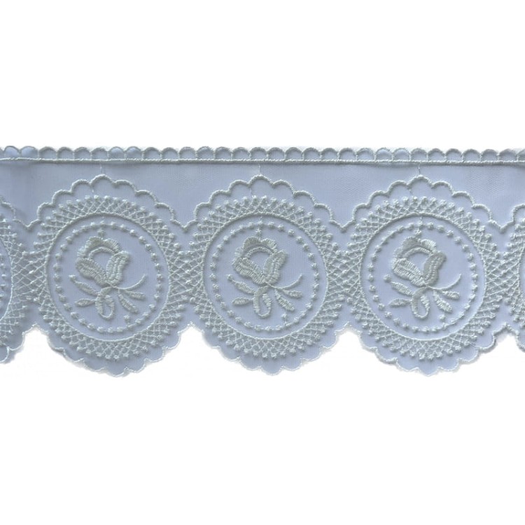 Koronka na tiulu - DT94 - biała śmietankowa - 11 cm