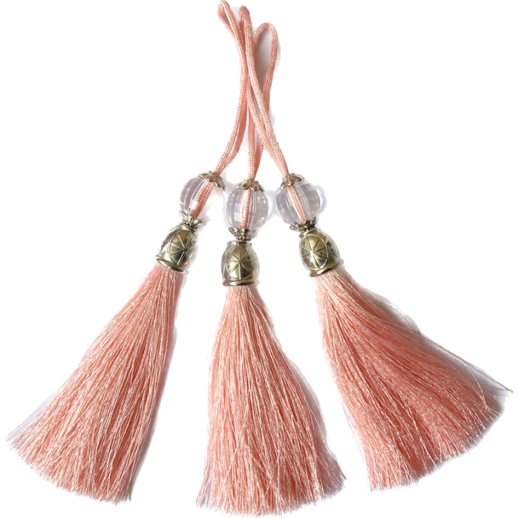 Chwost z koralikiem srebrnym, łososiowy, 10 cm