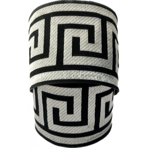 Taśma żakardowa - 70062 – czarno srebrna - 7cm