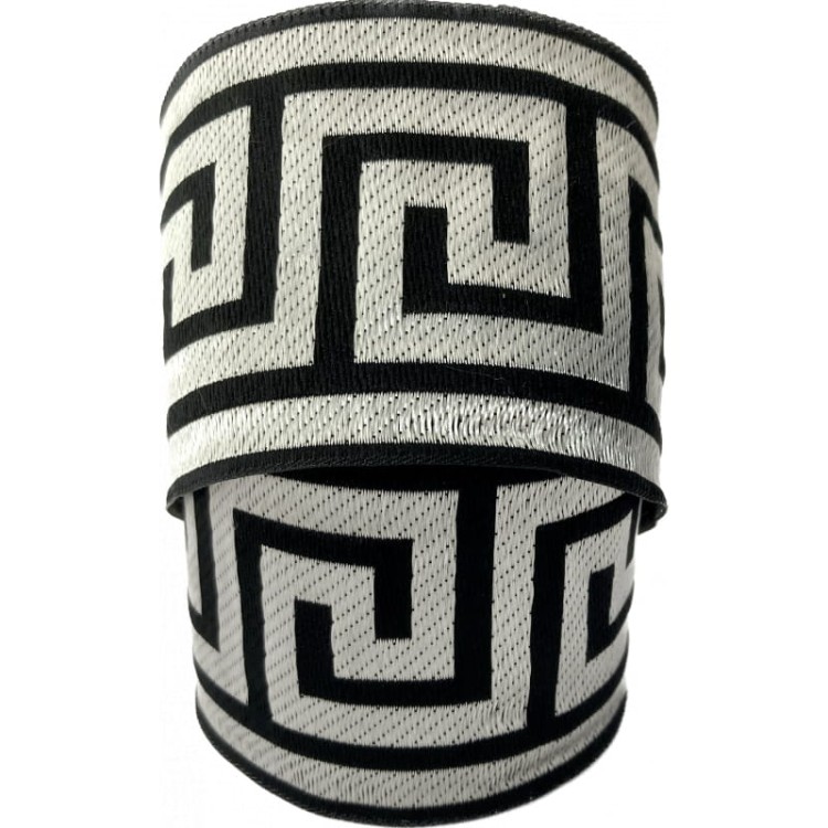Taśma żakardowa - 70062 – czarno srebrna - 7cm