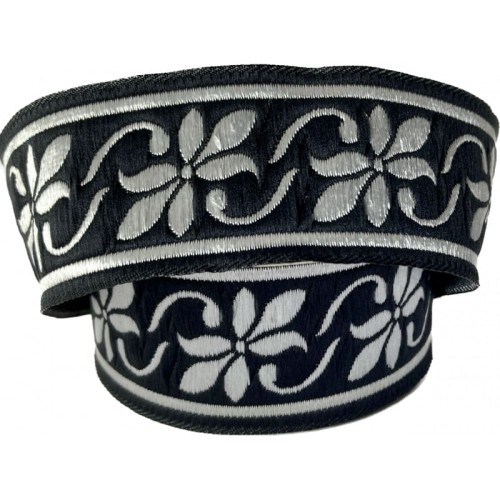 Taśma żakardowa - 35084 – czarno srebrna - 3,5cm