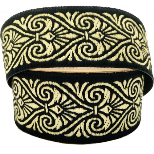 Taśma żakardowa - 35071 – czarno złota - 3,5cm