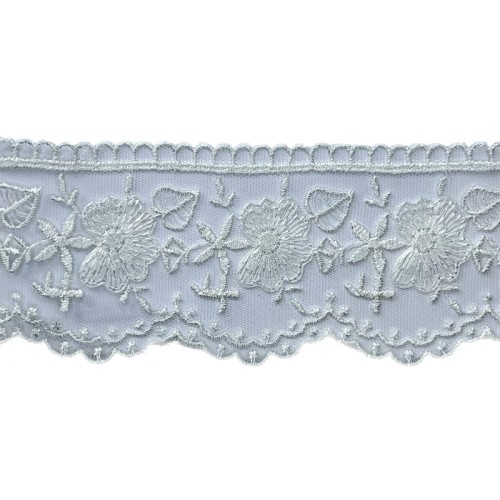 Koronka na tiulu - DT400 - biała śmietankowa - 7 cm