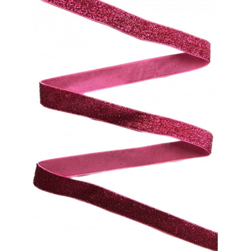 Taśma ozdobna połyskująca z lureksem T-25 - różowa / magneta - 2cm