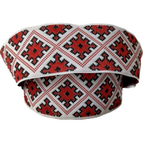 Taśma żakardowa - 35985 - czerwona - 3,5cm