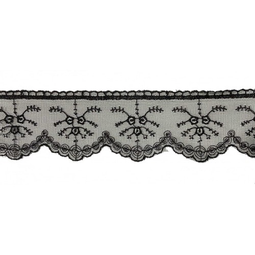 Koronka na tiulu - 3159 - czarna  - 6cm