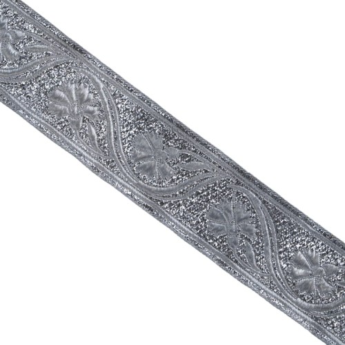 Taśma żakardowa - 35070 - metalizowana srebrna - 3,5cm